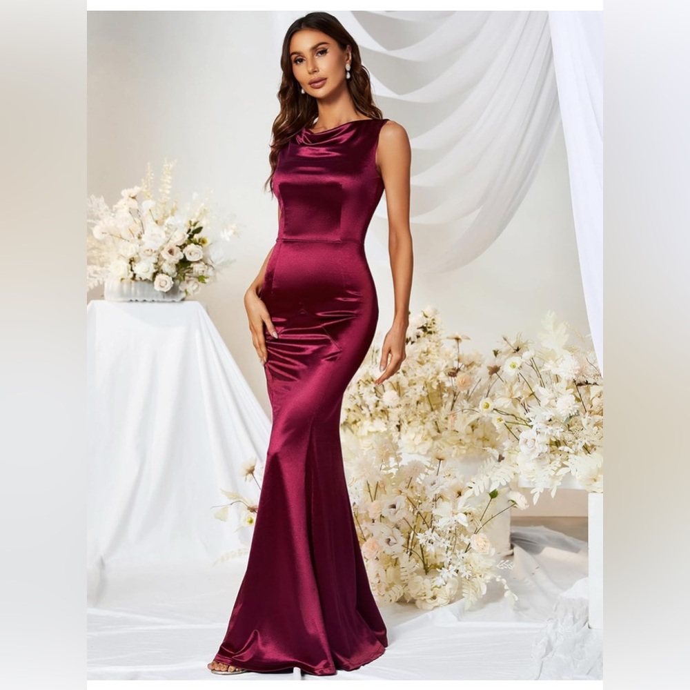 Elegant mermaid Burgundy Evening Gown